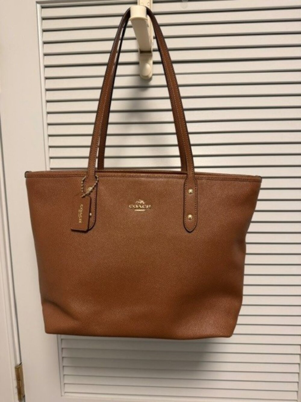 Coach F58846 City Zip Tote Crossgrain Leather Saddle Brown NWOT